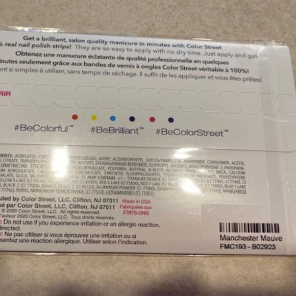 Color Street 100% Real Nail Polish 16 Strips Manchester Mauve New Unopened - Picture 2 of 2
